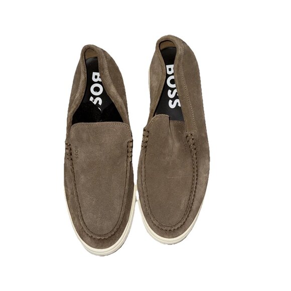 BOSS Sienne Moc Toe Loafer Brown Suede Size 44 or 11 NWOT - Picture 1 of 5
